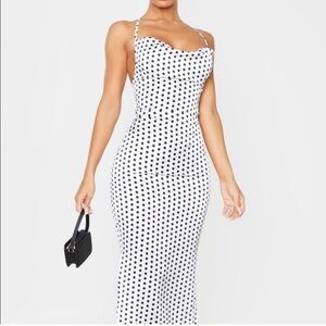 PrettyLittleThing Black and White Polka Dot Dress